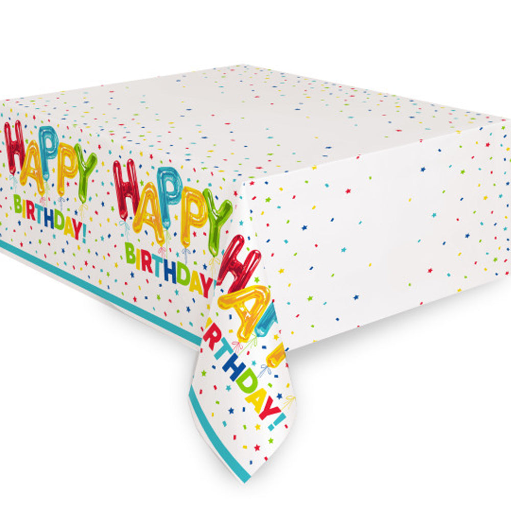 Happy Balloon Birthday Plastic Tablecloth - 2.13m