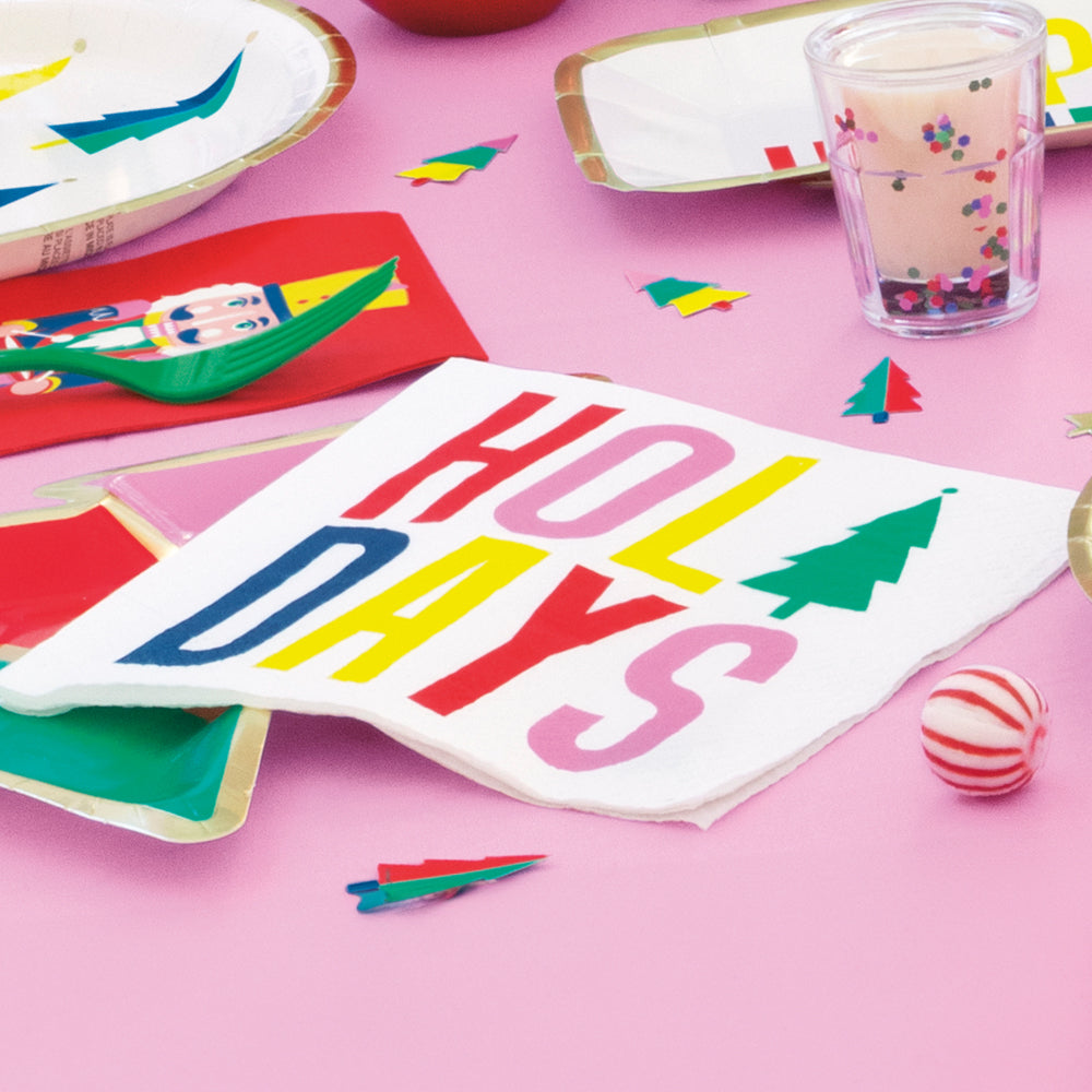 Vibrant Christmas Holidays Paper Napkins - Pack of 16