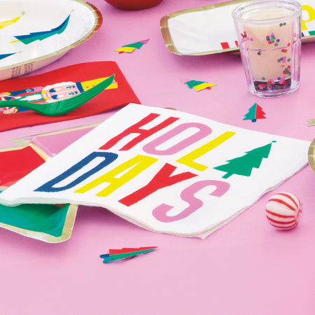 Vibrant Christmas Holidays Paper Napkins - Pack of 16