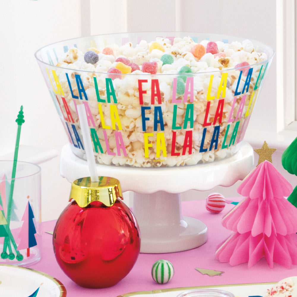 Vibrant Christmas Plastic Serving Bowl - 25cm