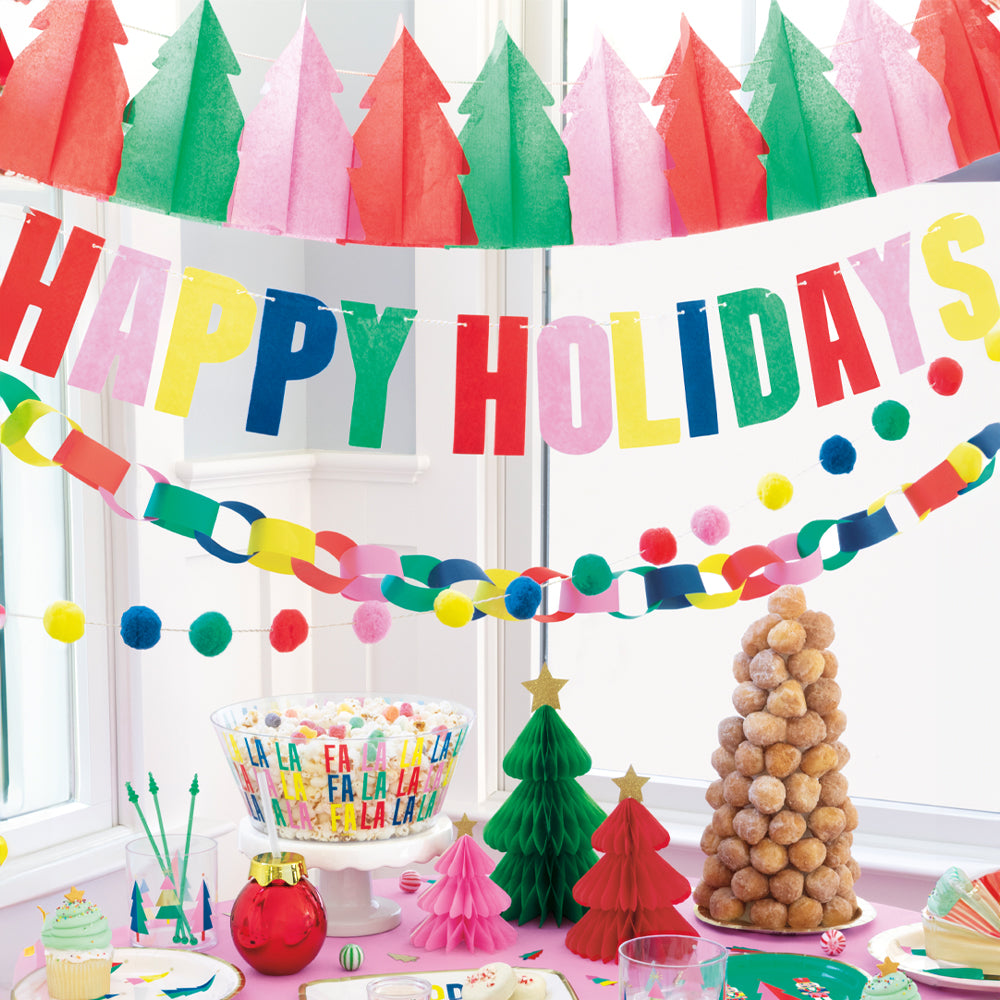 Vibrant Christmas Happy Holidays Felt Garland Decoration - 2.4m