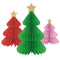 Vibrant Christmas Honeycomb Tree Centrepiece Decorations - Pack of 3