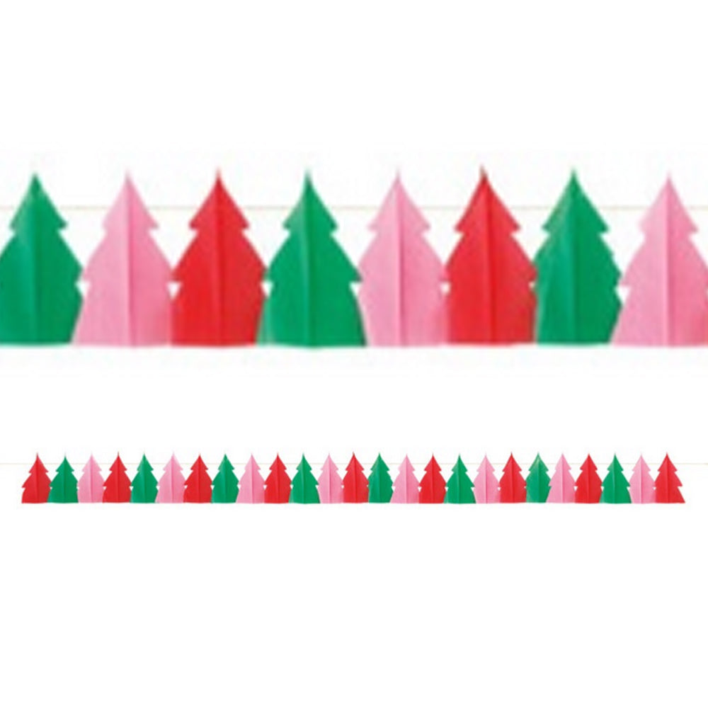 Vibrant Christmas Tree Shaped Tissue Garland - 3.7m
