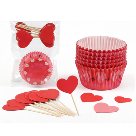 Valentine Heart Cupcake Kit - Pack of 24