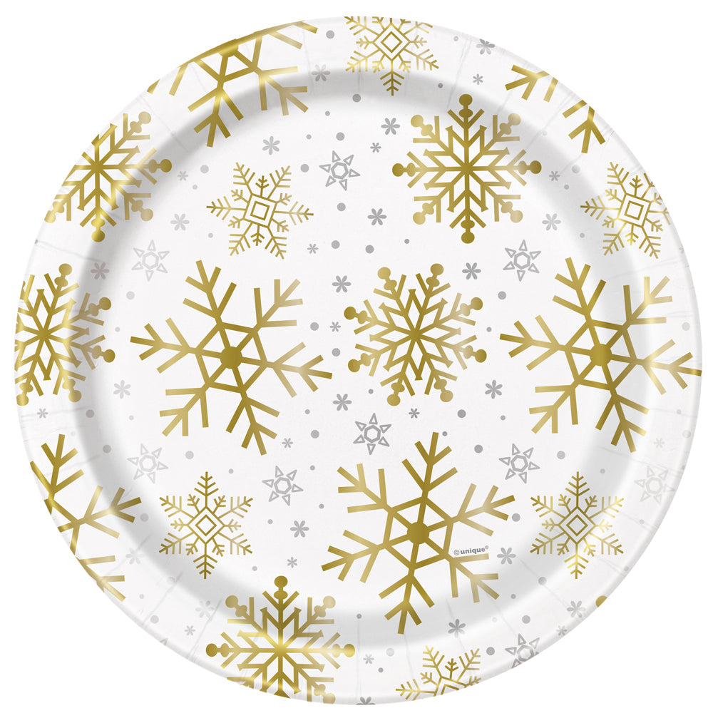Christmas Snowflakes Paper Plates - 23cm - Pack of 8