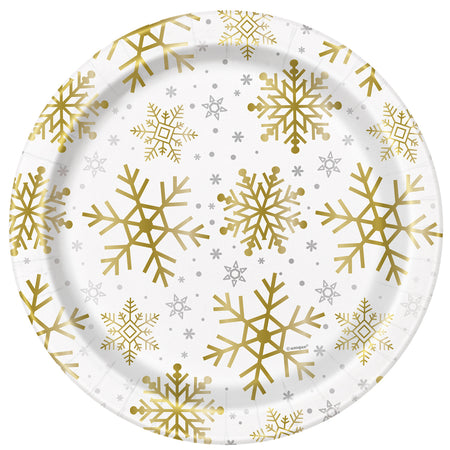 Christmas Snowflakes Paper Plates - 23cm - Pack of 8