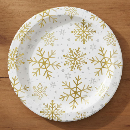 Christmas Snowflakes Paper Plates - 23cm - Pack of 8