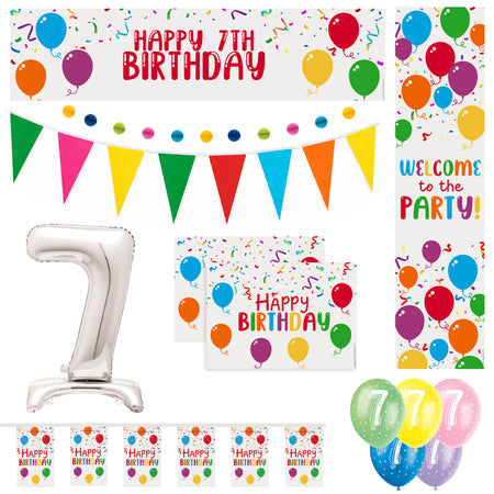 7th Birthday Rainbow Balloons Decoration Pack