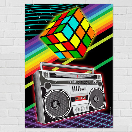 80's Puzzle Cube Poster Decoration - A3
