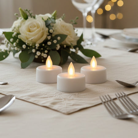 White LED Flickering Tea Light Candles - Pack of 3