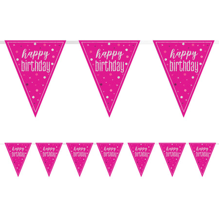 Birthday Glitz Pink 'Happy Birthday' Prismatic Bunting - 2.7m
