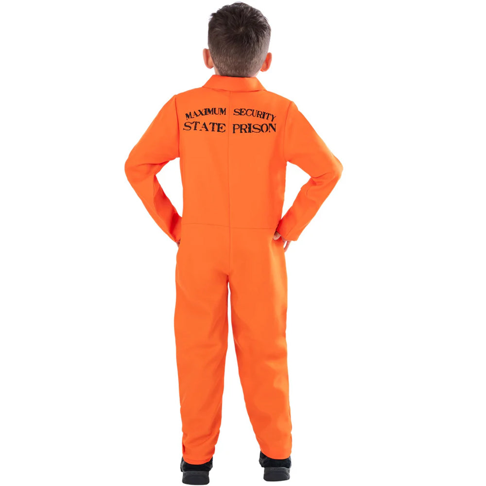 Kid's Escaped Prisoner Orange Boilersuit Costume