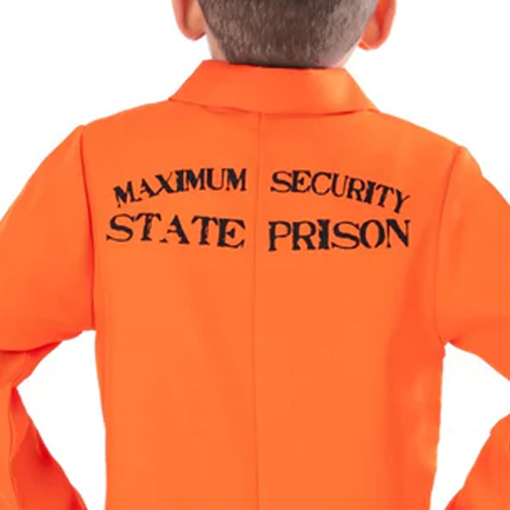 Kid's Escaped Prisoner Orange Boilersuit Costume
