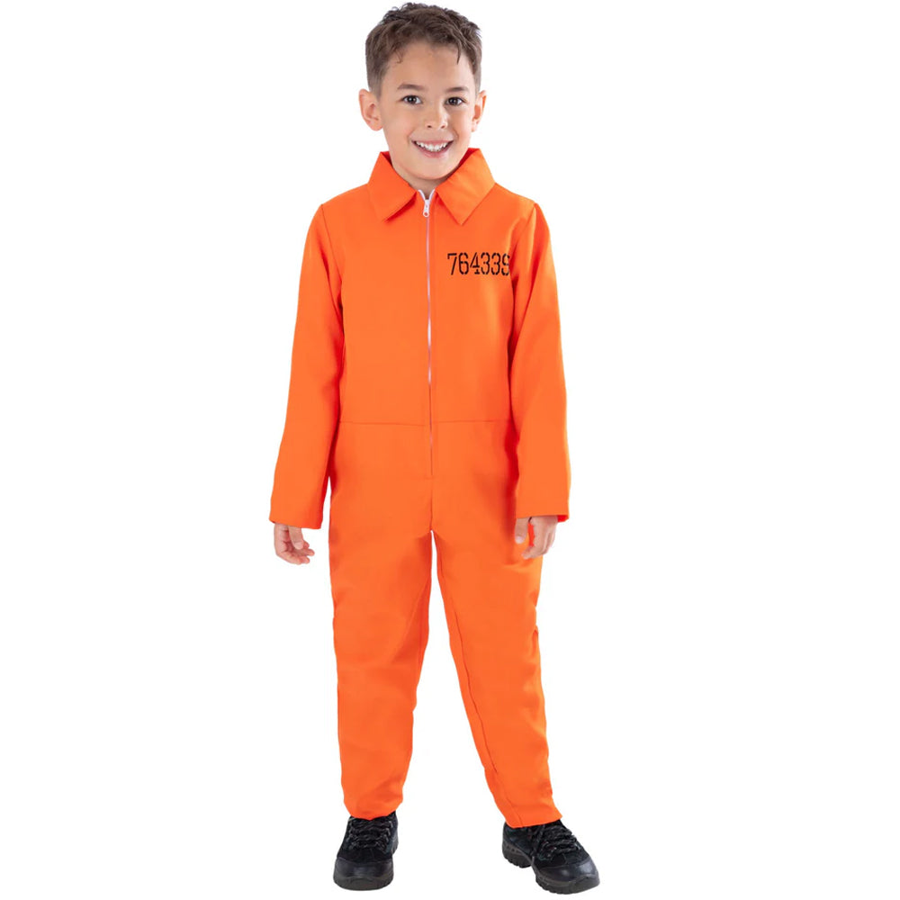 Kid's Escaped Prisoner Orange Boilersuit Costume