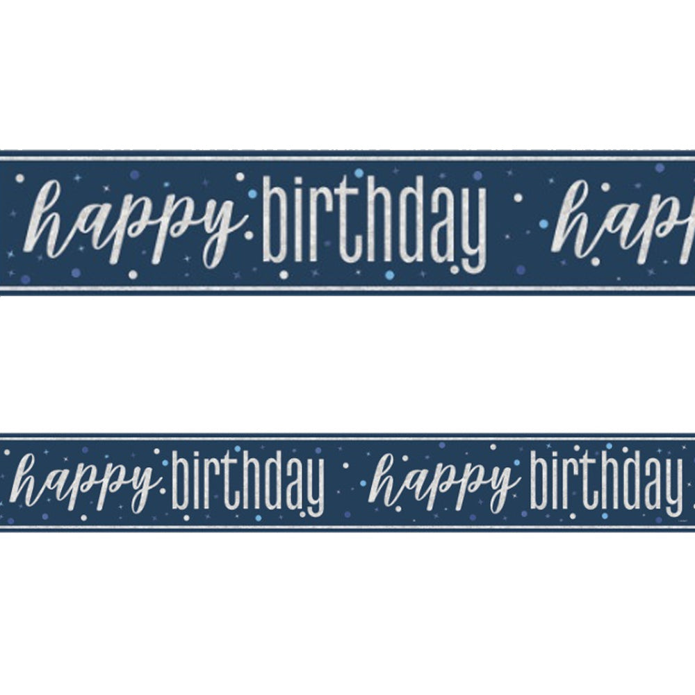 Birthday Glitz Blue Happy Birthday Foil Banner - 2.7m