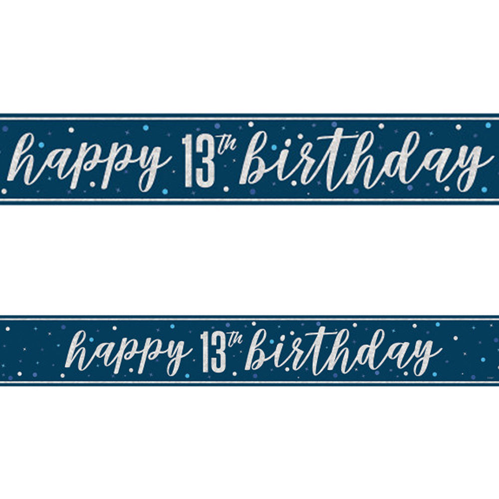 Birthday Glitz Blue Happy 13th Birthday Foil Banner - 2.7m