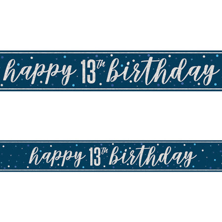 Birthday Glitz Blue Happy 13th Birthday Foil Banner - 2.7m