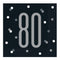 Birthday Glitz Black & Silver 80th Paper Napkins - Pack of 16