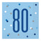 Birthday Glitz Blue 80th Paper Napkins - Pack of 16