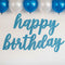 Birthday Glitz Blue Happy Birthday Script Letter Banner - 83.8cm