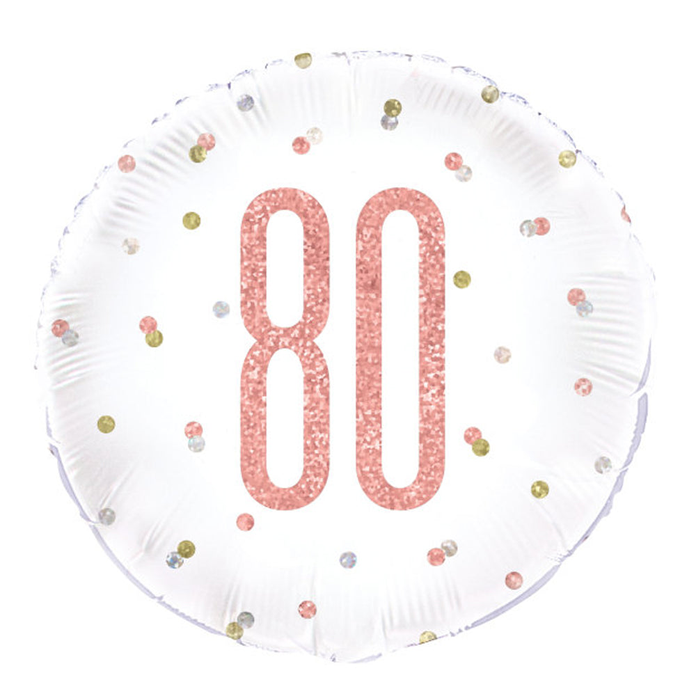 Birthday Glitz Rose Gold 80th Prismatic Foil Balloon - 18"