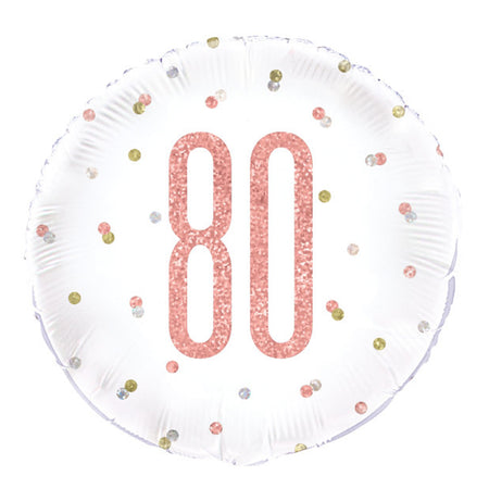 Birthday Glitz Rose Gold 80th Prismatic Foil Balloon - 18