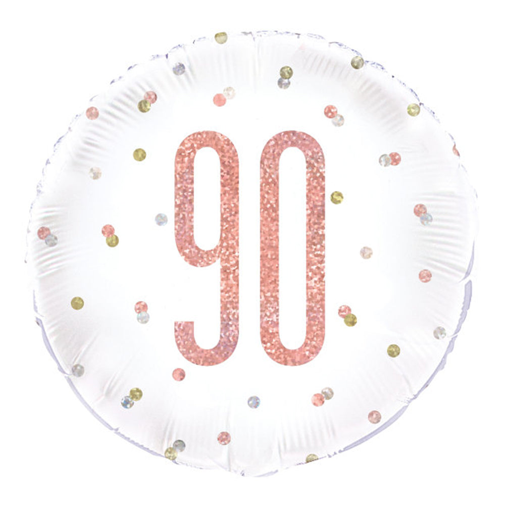 Birthday Glitz Rose Gold 90th Prismatic Foil Balloon - 18"