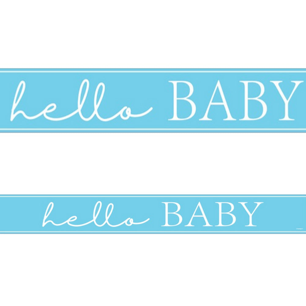 Blue Hello Baby Foil Banner 2.7m | Baby Shower Decoration – Party Packs