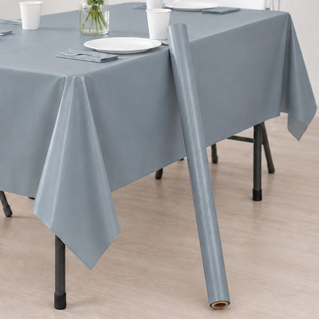Matte Silver Plastic Table Roll - 30m x 1m