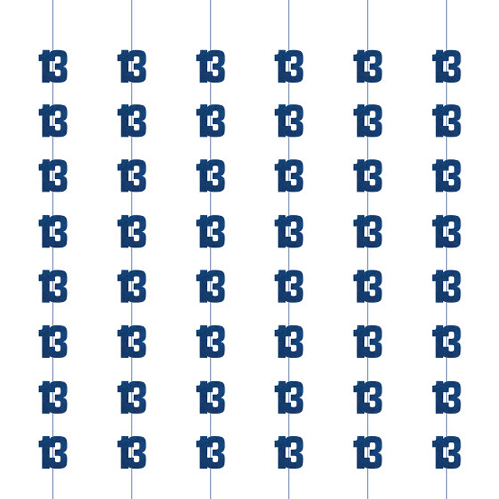 Birthday Glitz Blue 13th Hanging Decorations - 1.52m - Pack of 6