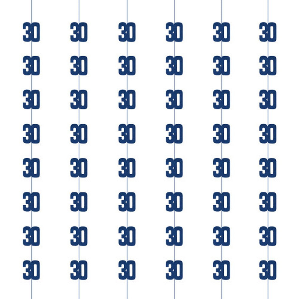 Birthday Glitz Blue 30th Hanging Decorations - 1.52m - Pack of 6