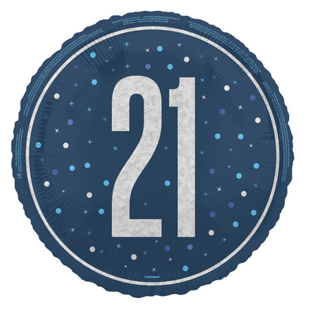 Birthday Glitz Blue 21st Prismatic Foil Balloon - 18