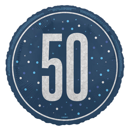 Birthday Glitz Blue 50th Prismatic Foil Balloon - 18