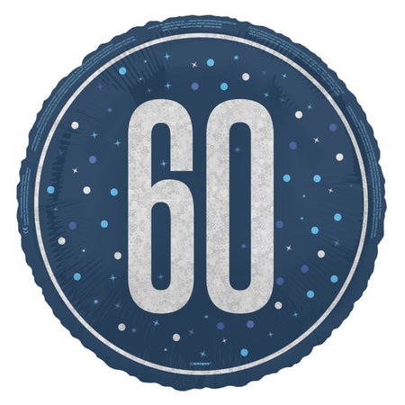 Birthday Glitz Blue 60th Prismatic Foil Balloon - 18