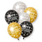 Birthday Glitz Black & Silver Happy Birthday Pearlised Latex Balloons - 30cm - Pack of 6