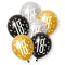 Birthday Glitz Black, Gold & Silver 18th Pearlised Latex Balloons - Pack of 6