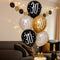 Birthday Glitz Black, Silver & Gold 30th Pearlised Latex Balloons - Pack of 6