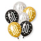 Birthday Glitz Black, Silver & Gold 60th Pearlised Latex Balloons - Pack of 6