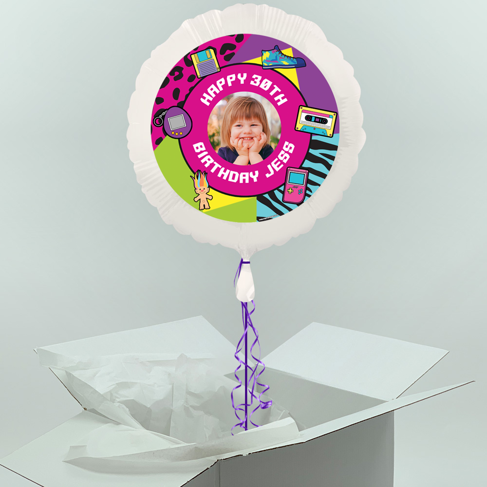 90's Retro Inflated Personalised Photo Balloon in a Box