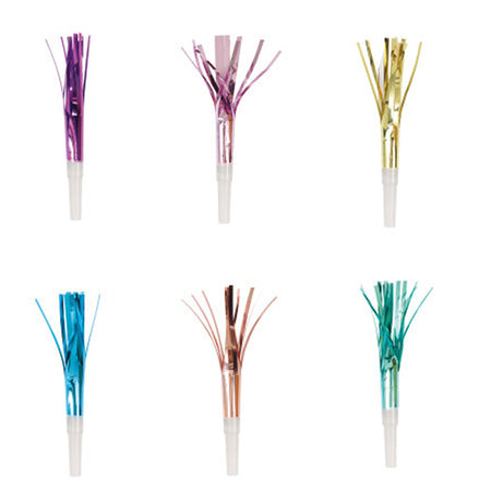 Fringed Squawker Foil Blowout - Assorted Colours  - Pack of 8