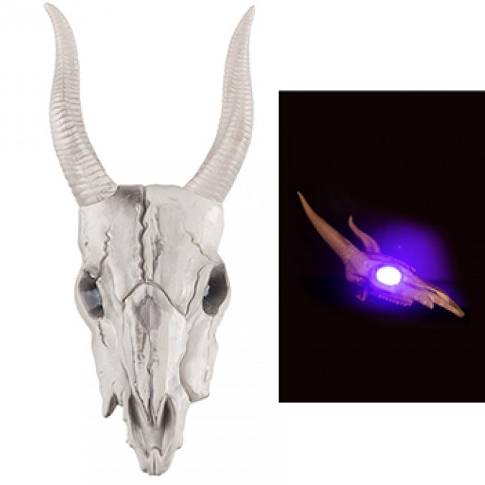 Goat Head Halloween Prop With Light Up LED Eyes - 41cm