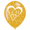 Golden 50th Anniversary Latex Balloons - 12