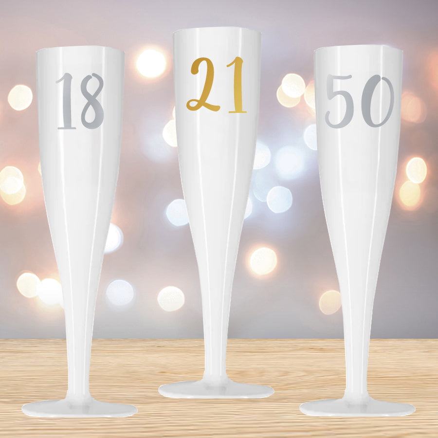 Add Your Age Champagne & Prosecco Flute Glass - Choose Your Text Colour - 175ml - Each