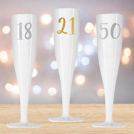 Add Your Age Champagne & Prosecco Flute Glass - Choose Your Text Colour - 175ml - Each