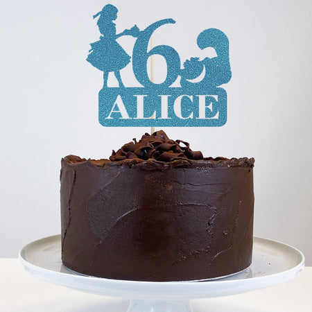 Personalised Alice in Wonderland Glitter Cake Topper - Each