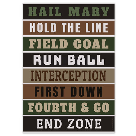 American Football Word Themed Text Poster - A3