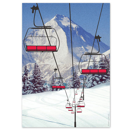 Après Ski Chairlift Ski Resort Scene Poster - A3