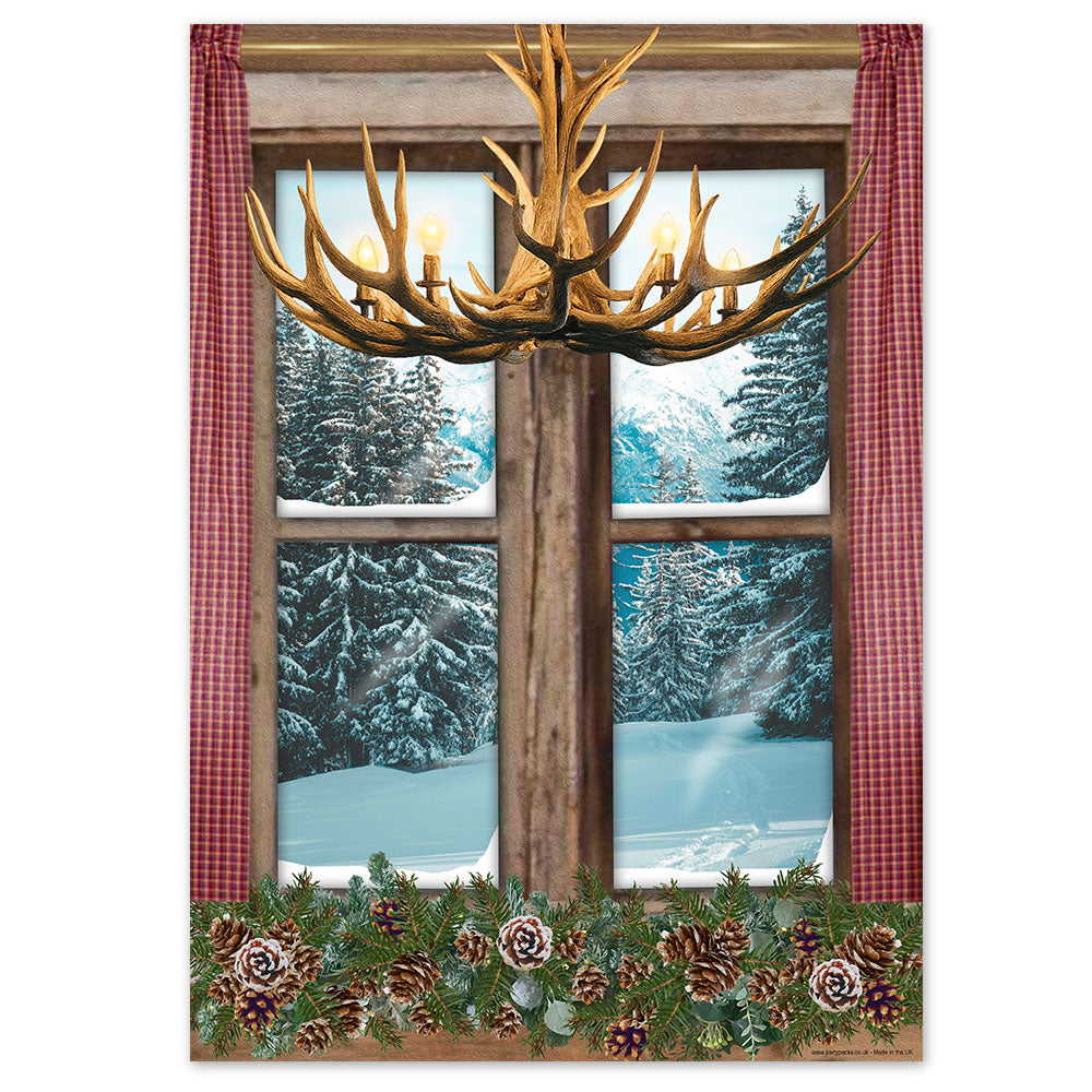 Après Ski Lodge Window Scene Poster - A3