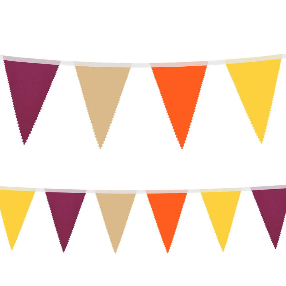 Autumn Colours Fabric Bunting - Burgundy, Coffee, Orange & Yellow - 8m