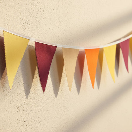 Autumn Colours Fabric Bunting - Burgundy, Coffee, Orange & Yellow - 8m
